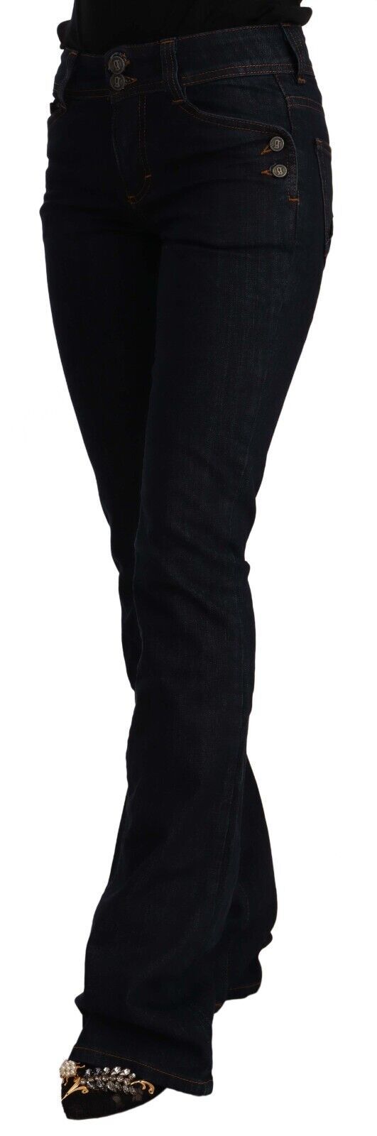 John Galliano Chic Flared Mid-Waist Black Jeans