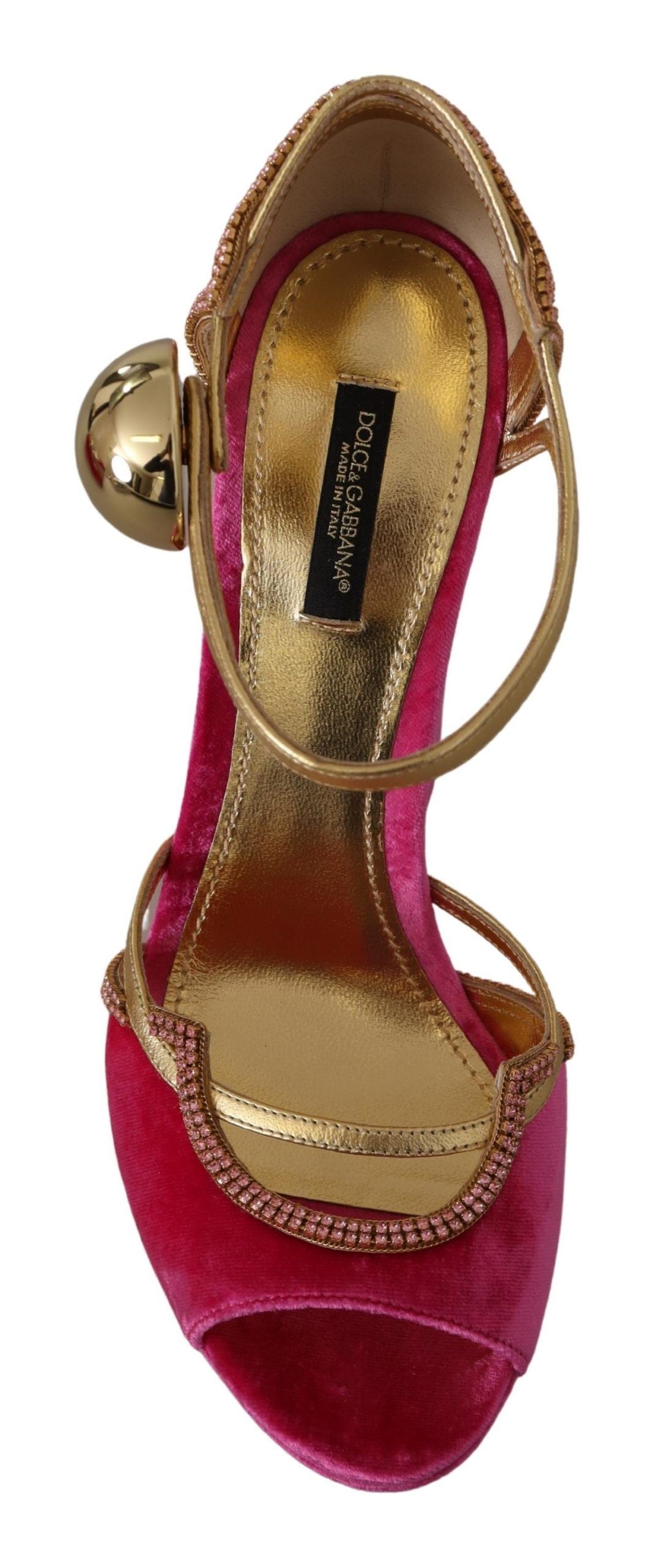 Dolce & Gabbana Ethereal Pink Velvet Crystal Sandals