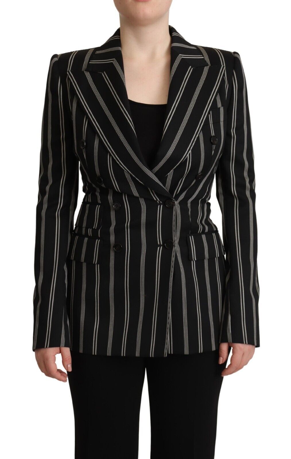 Dolce & Gabbana Elegant Striped Wool Stretch Jacket