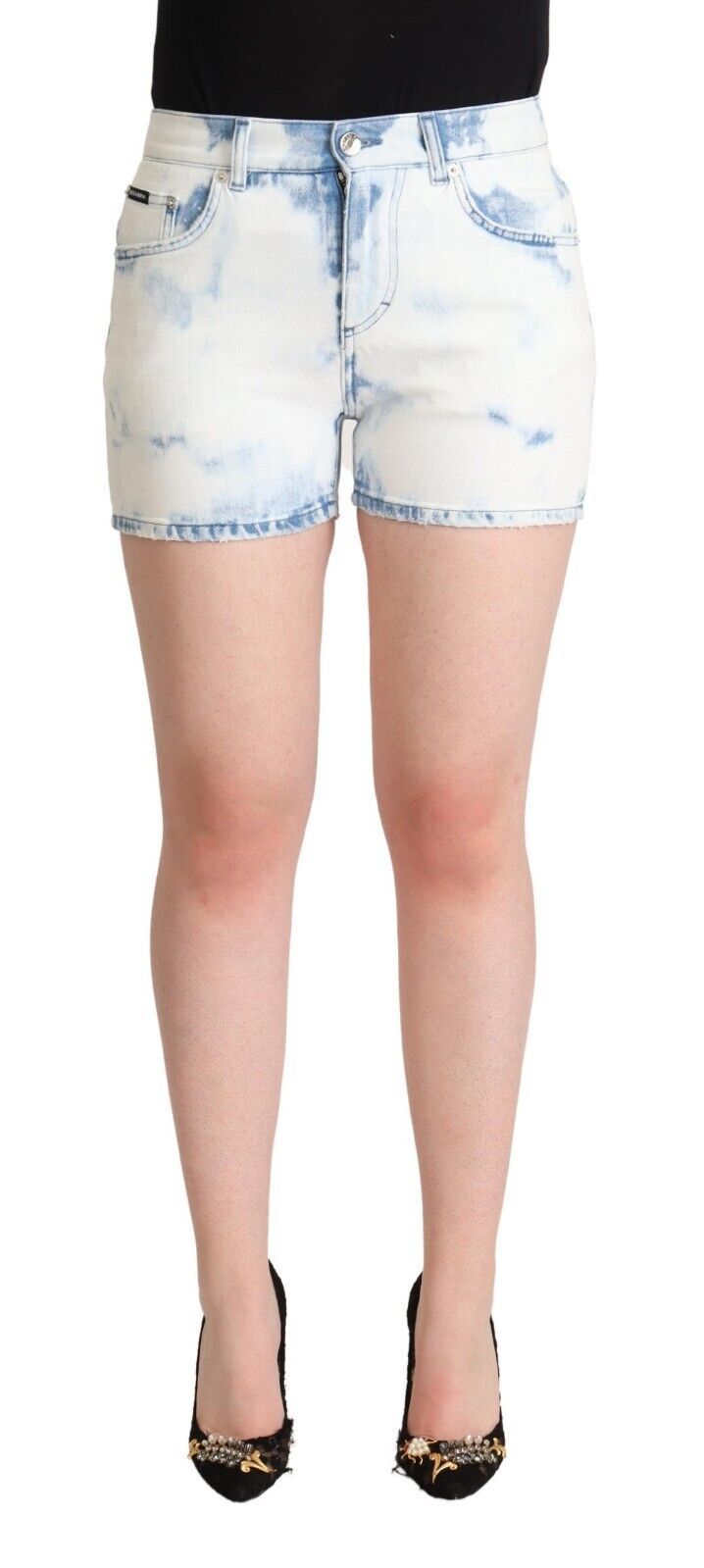 Dolce & Gabbana Chic White Denim Mid-Waisted Shorts