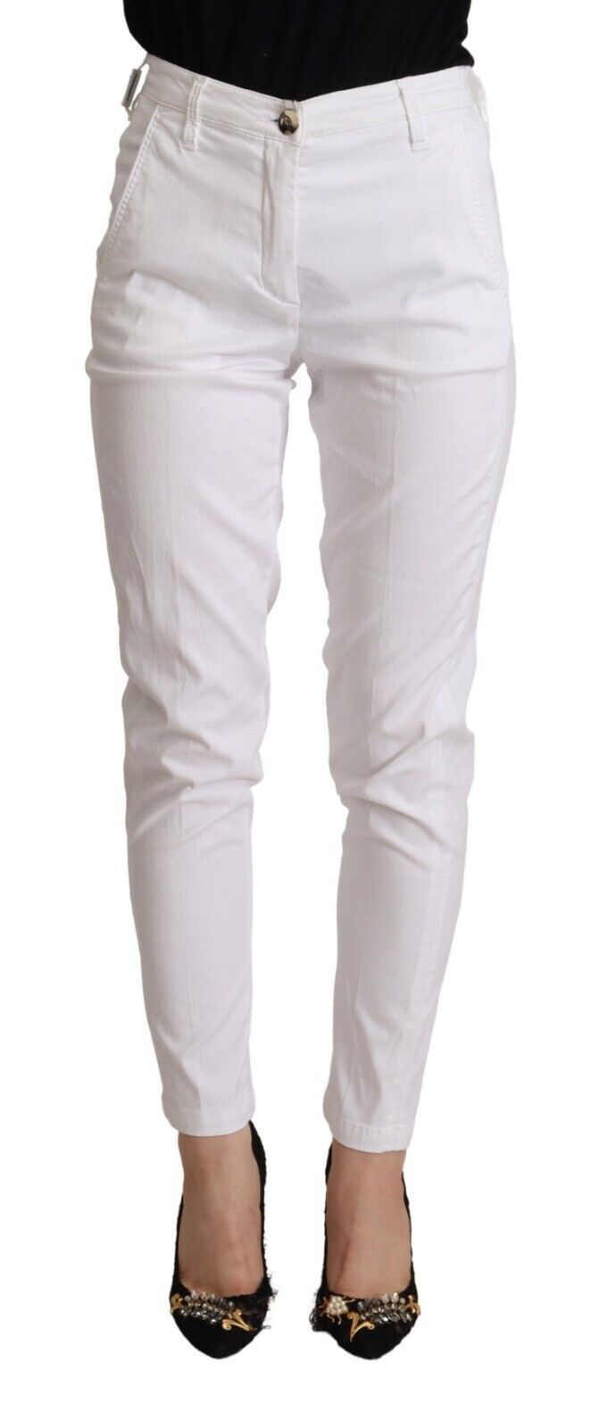 Jacob Cohen Chic White Mid Waist Skinny Cropped Pants