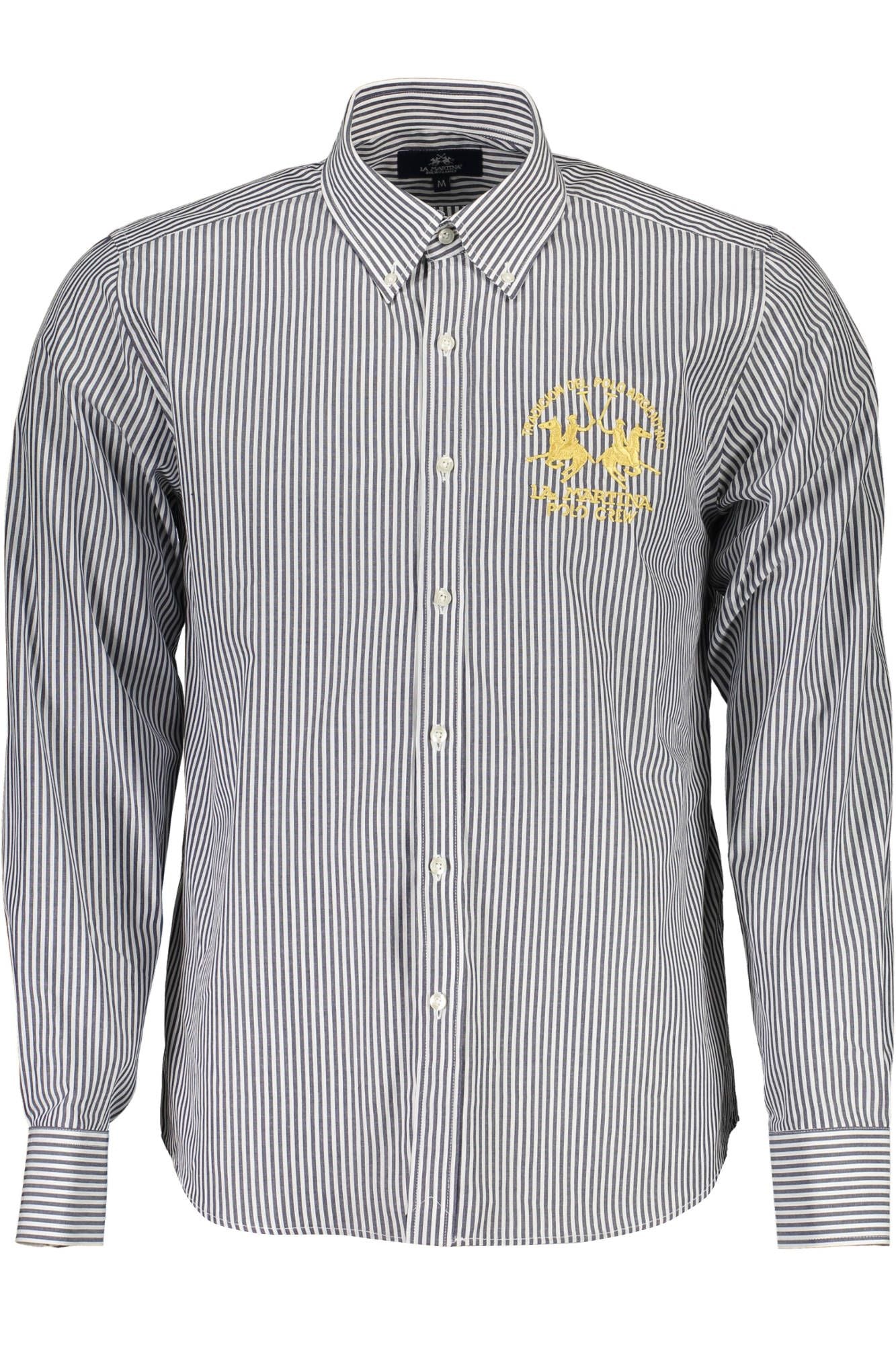 La Martina Elegant Blue Cotton Long Sleeve Shirt