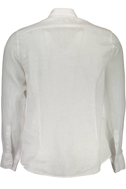 La Martina Elegant White Linen Long Sleeve Shirt