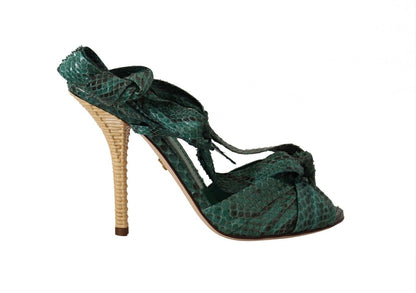 Dolce & Gabbana Emerald Exotic Leather Heeled Sandals