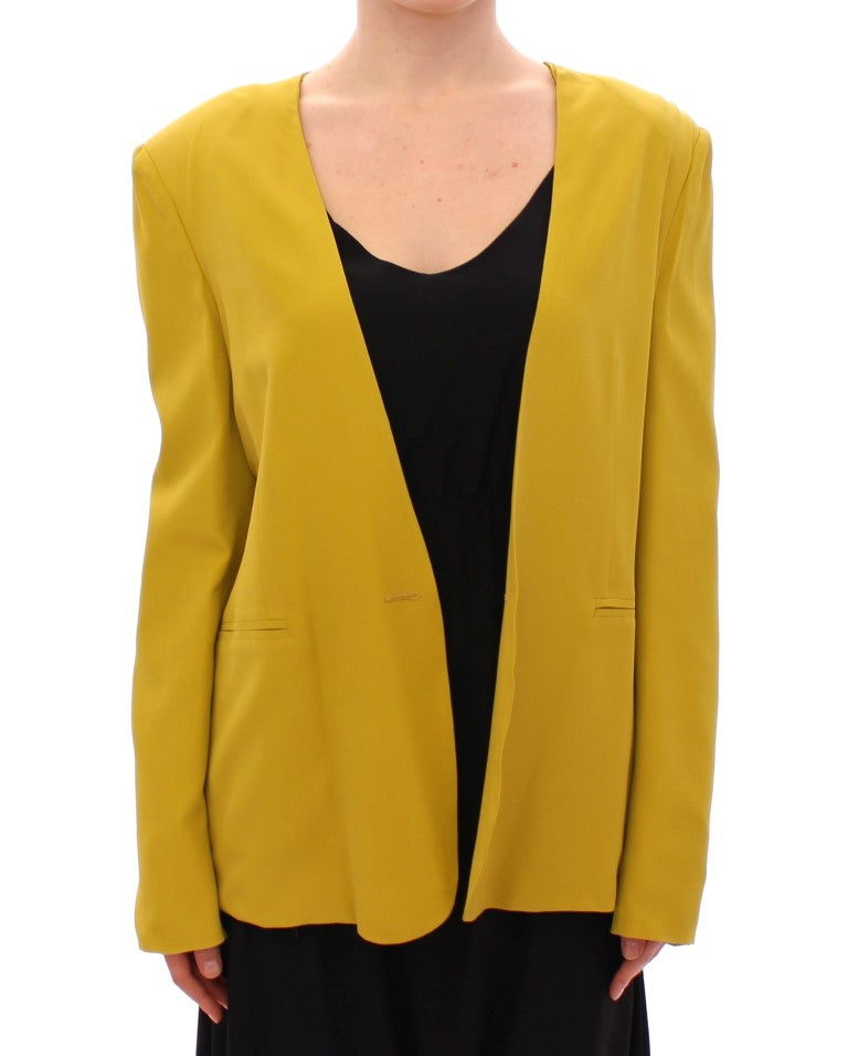 Lamberto Petri Elegant Mustard Silk Blend Jacket