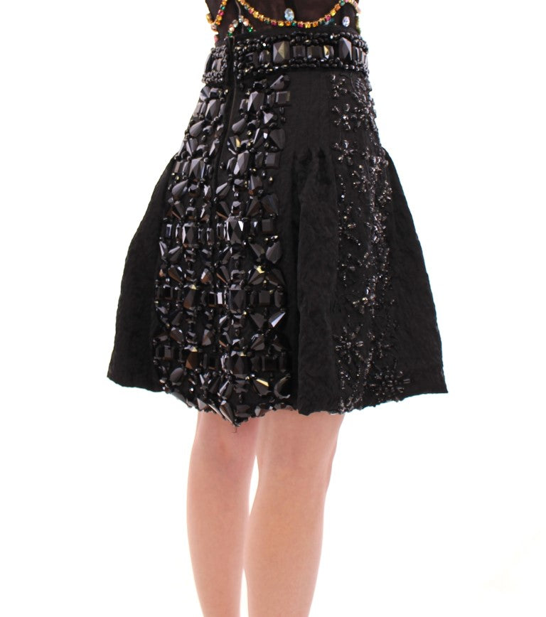 Dolce & Gabbana Black Crystal Embellished Masterpiece Skirt