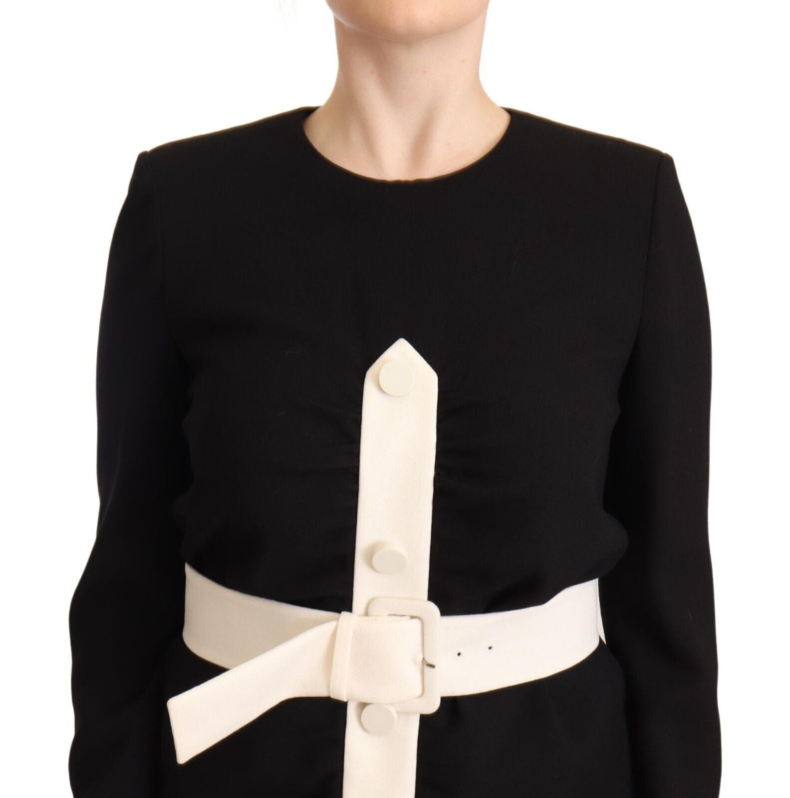 Givenchy Elegant Black Wool Mini Dress with Belt