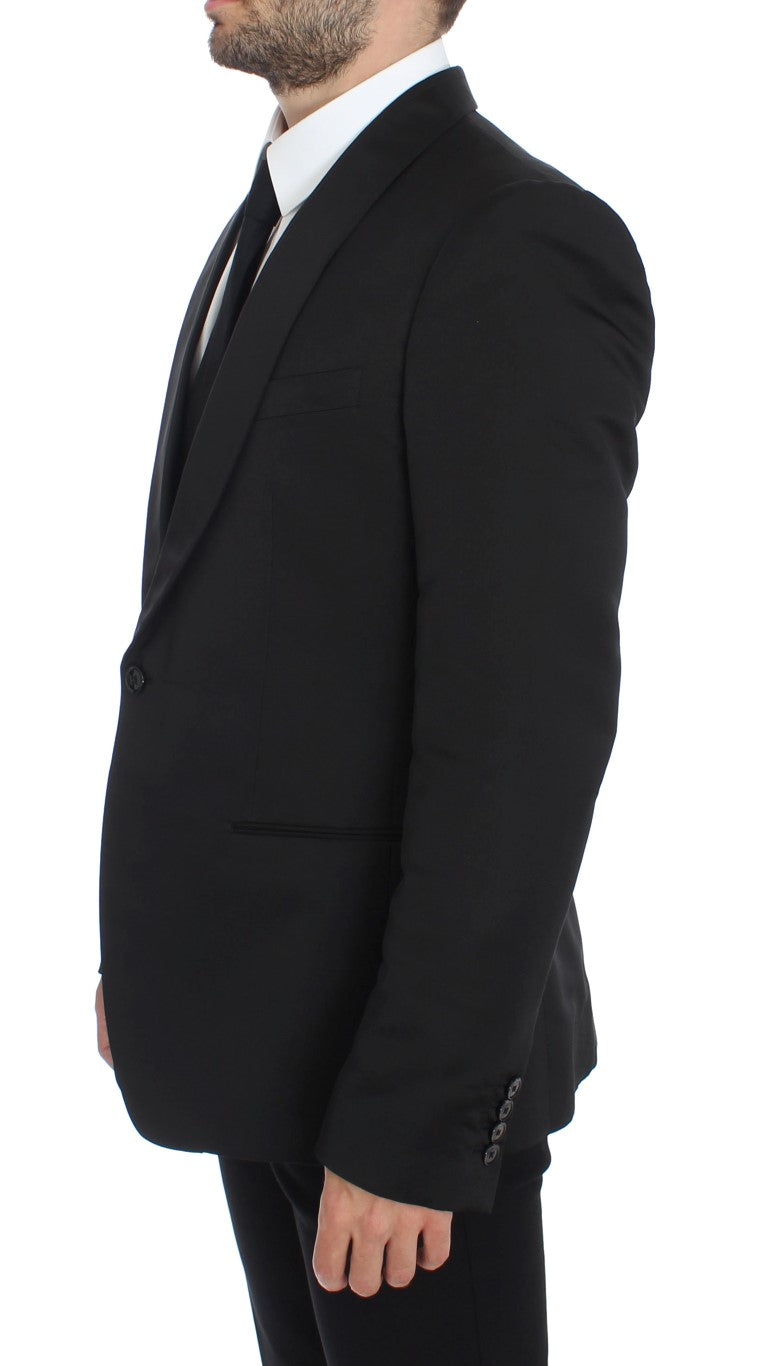 Dolce & Gabbana Exclusive Black Silk One Button Blazer