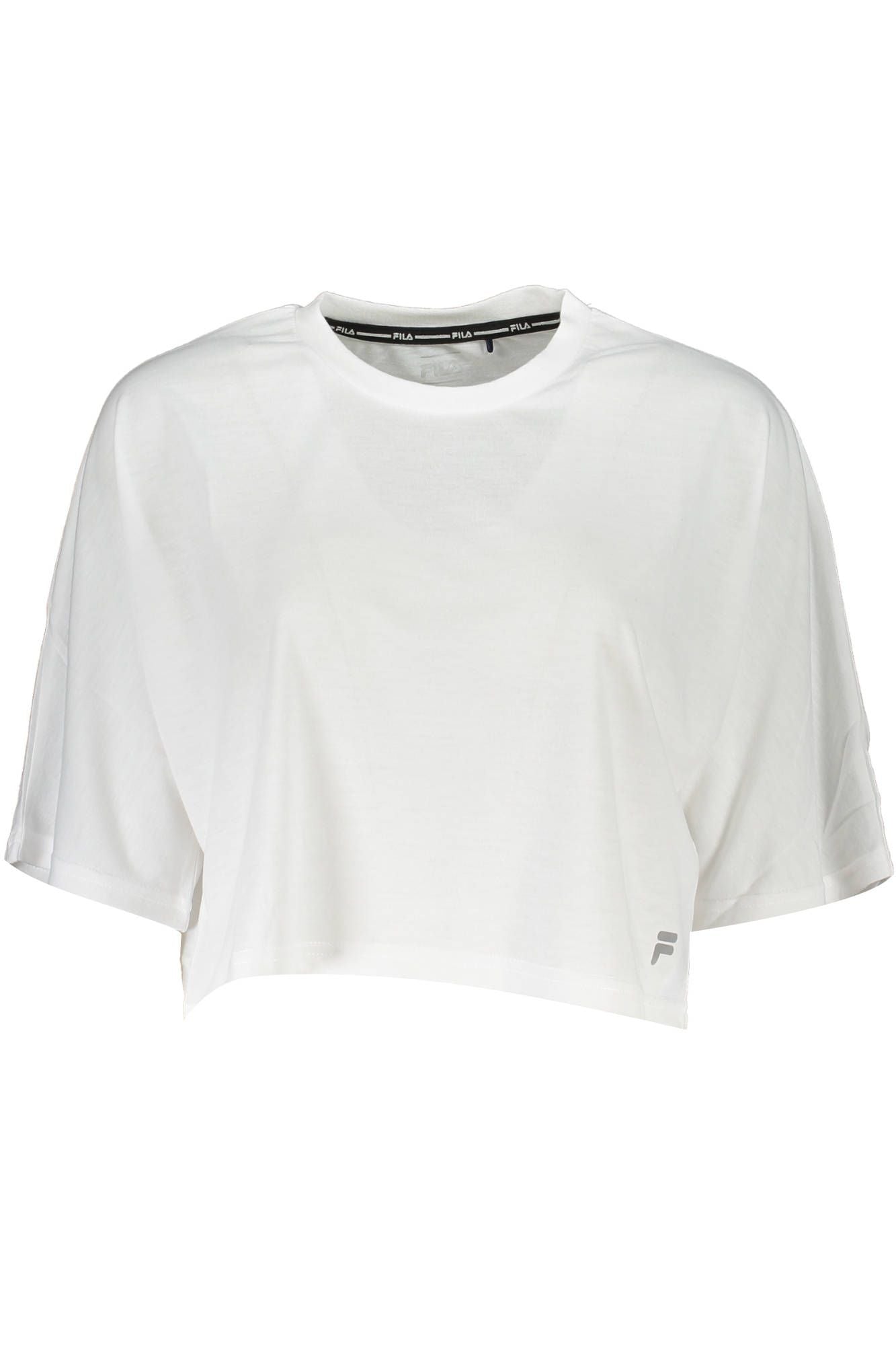 Fila Elegant White Logo Tee with Wide Neckline