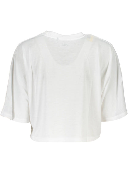 Fila Elegant White Logo Tee with Wide Neckline