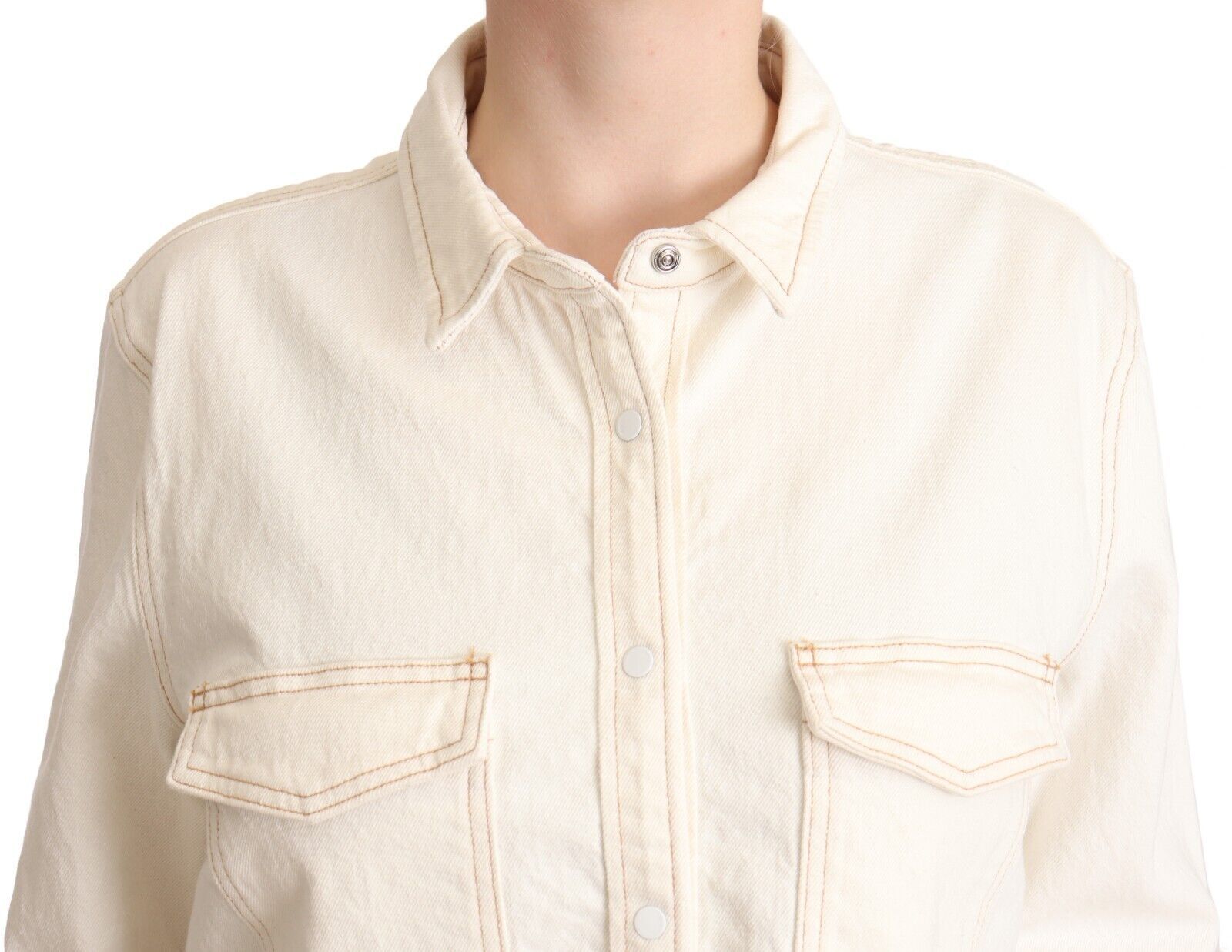 Levi's Elegant White Long Sleeve Collared Polo Top