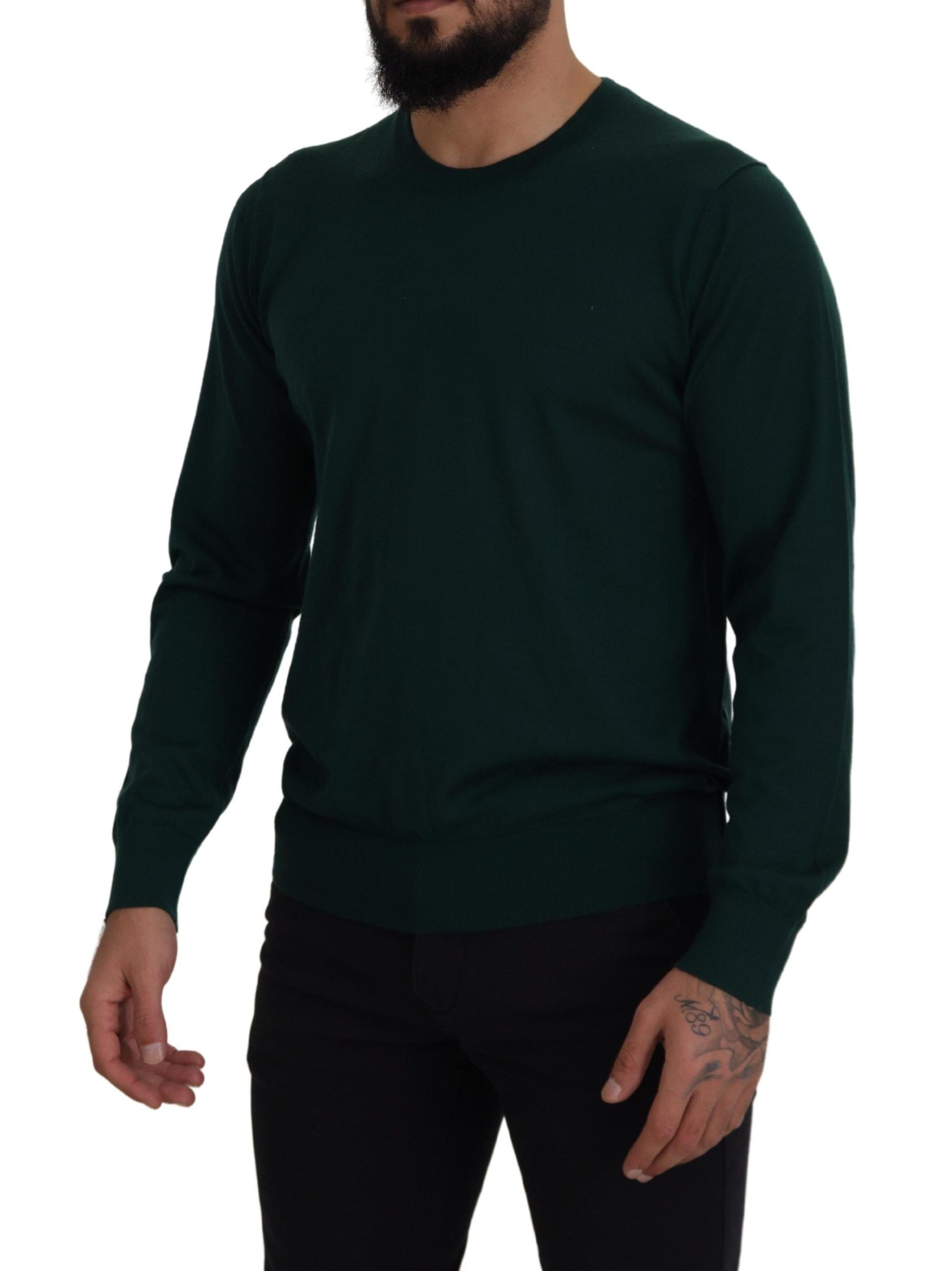 Dolce & Gabbana Elegant Green Crewneck Cashmere Sweater