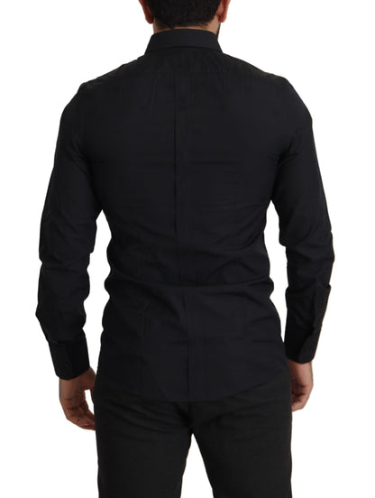 Dolce & Gabbana Elegant Slim Fit Black Cotton Dress Shirt