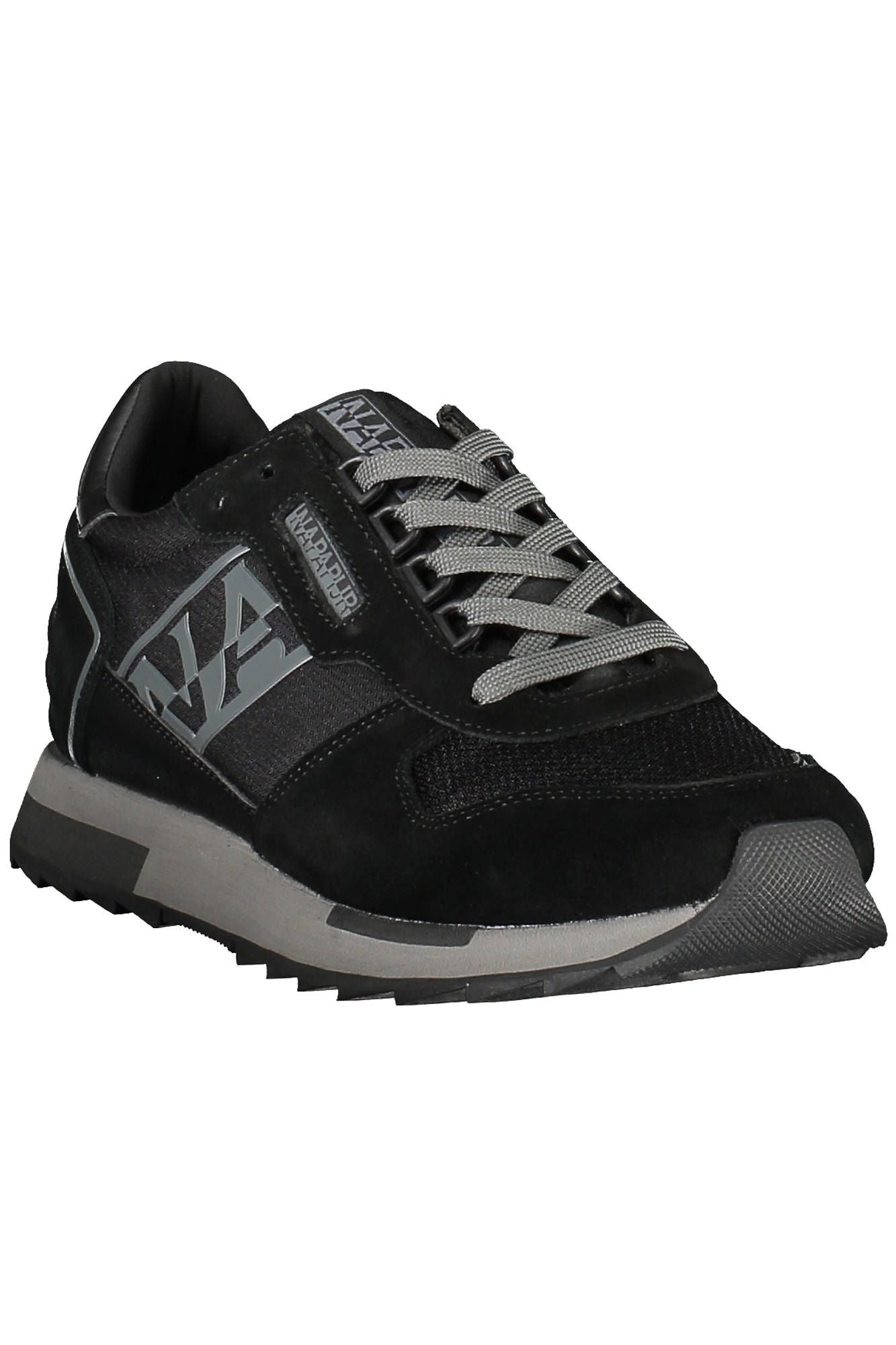 Napapijri Sleek Black Lace-Up Sneakers with Contrasting Details