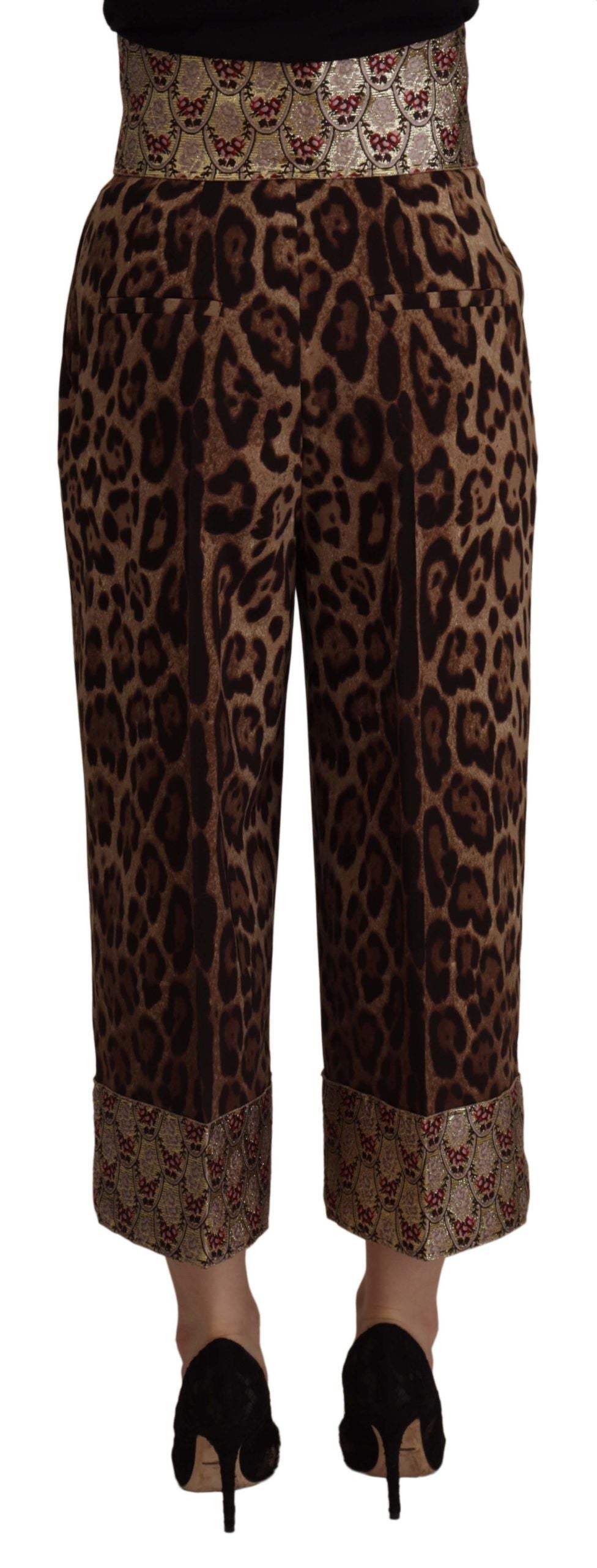 Dolce & Gabbana High Waist Cropped Leopard Jacquard Pants