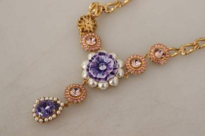 Dolce & Gabbana Elegant Floral Crystal Statement Necklace