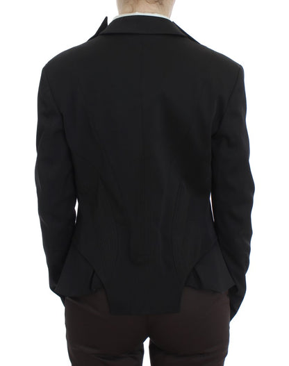 Exte Elegant Black Stretch Blazer Jacket