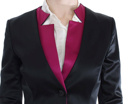 Exte Chic Black and Pink Single-Breasted Blazer