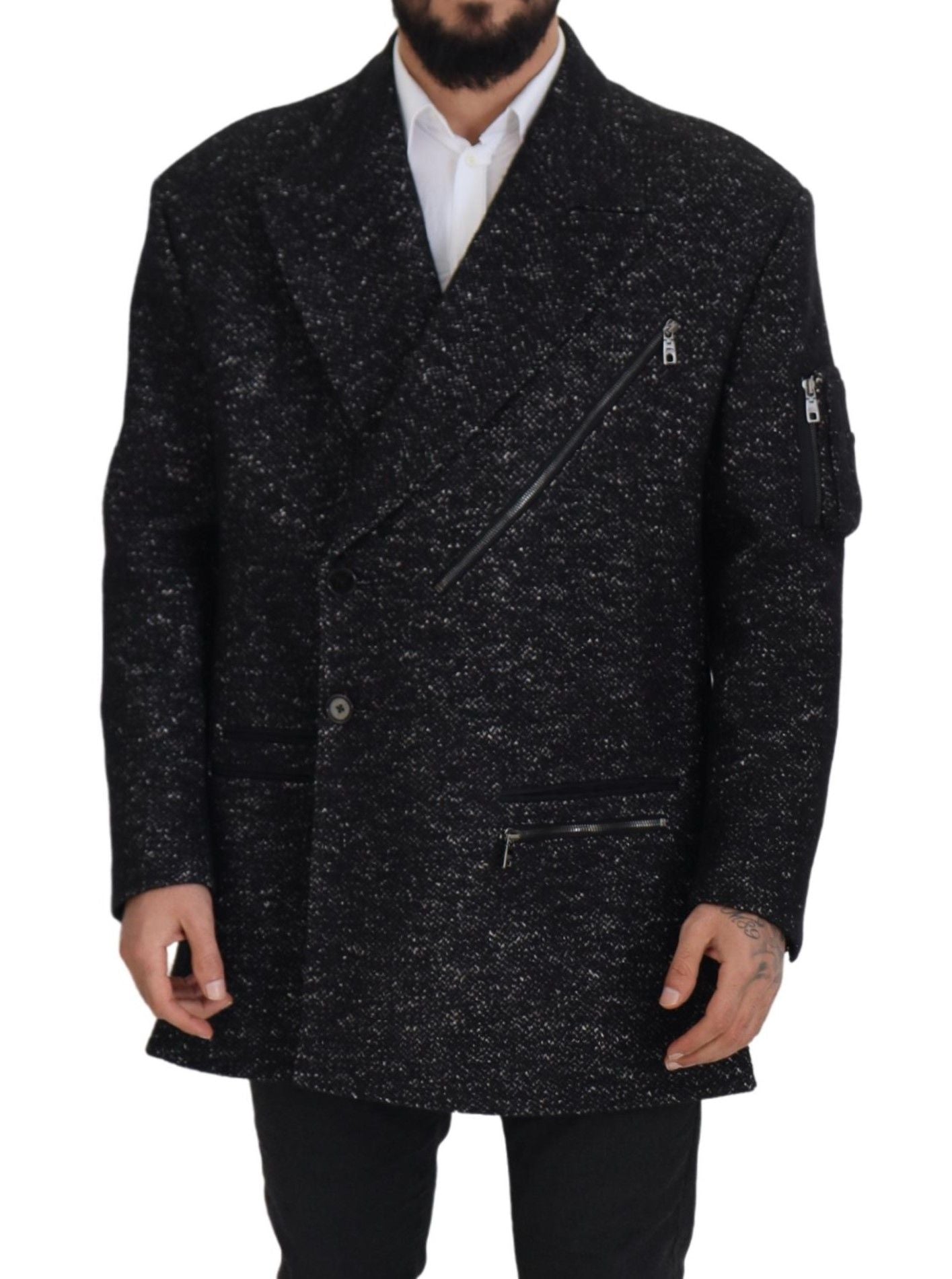 Dolce & Gabbana Sleek Patterned Wool Double Breasted Jacket