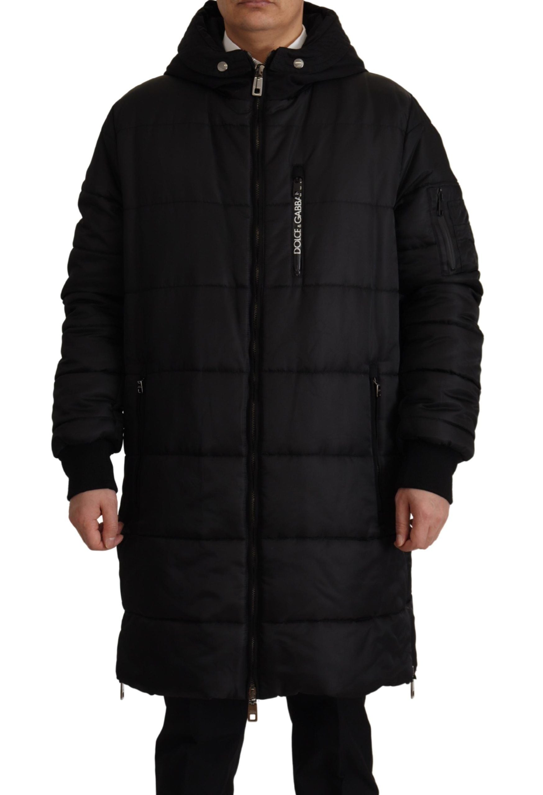 Dolce & Gabbana Elegant Black Hooded Parka Winter Jacket