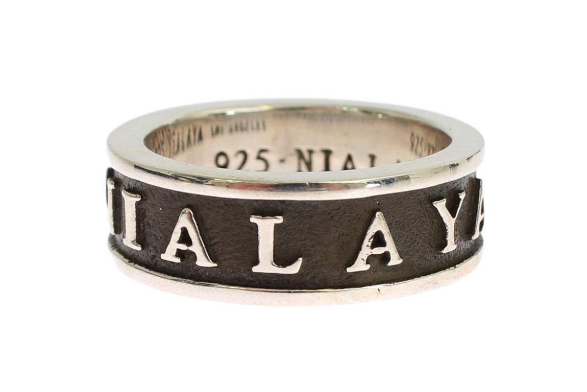 Nialaya Elegant Silver and Black Men's Sterling Ring