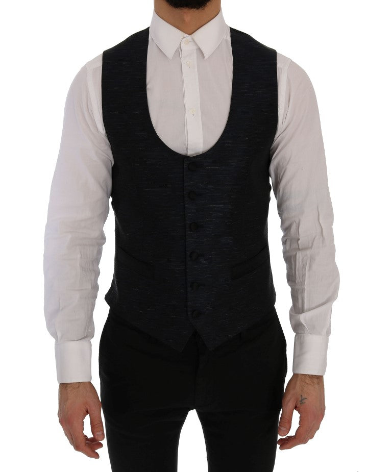 Dolce & Gabbana Elegant Blue & Black Slim Fit Suit Ensemble