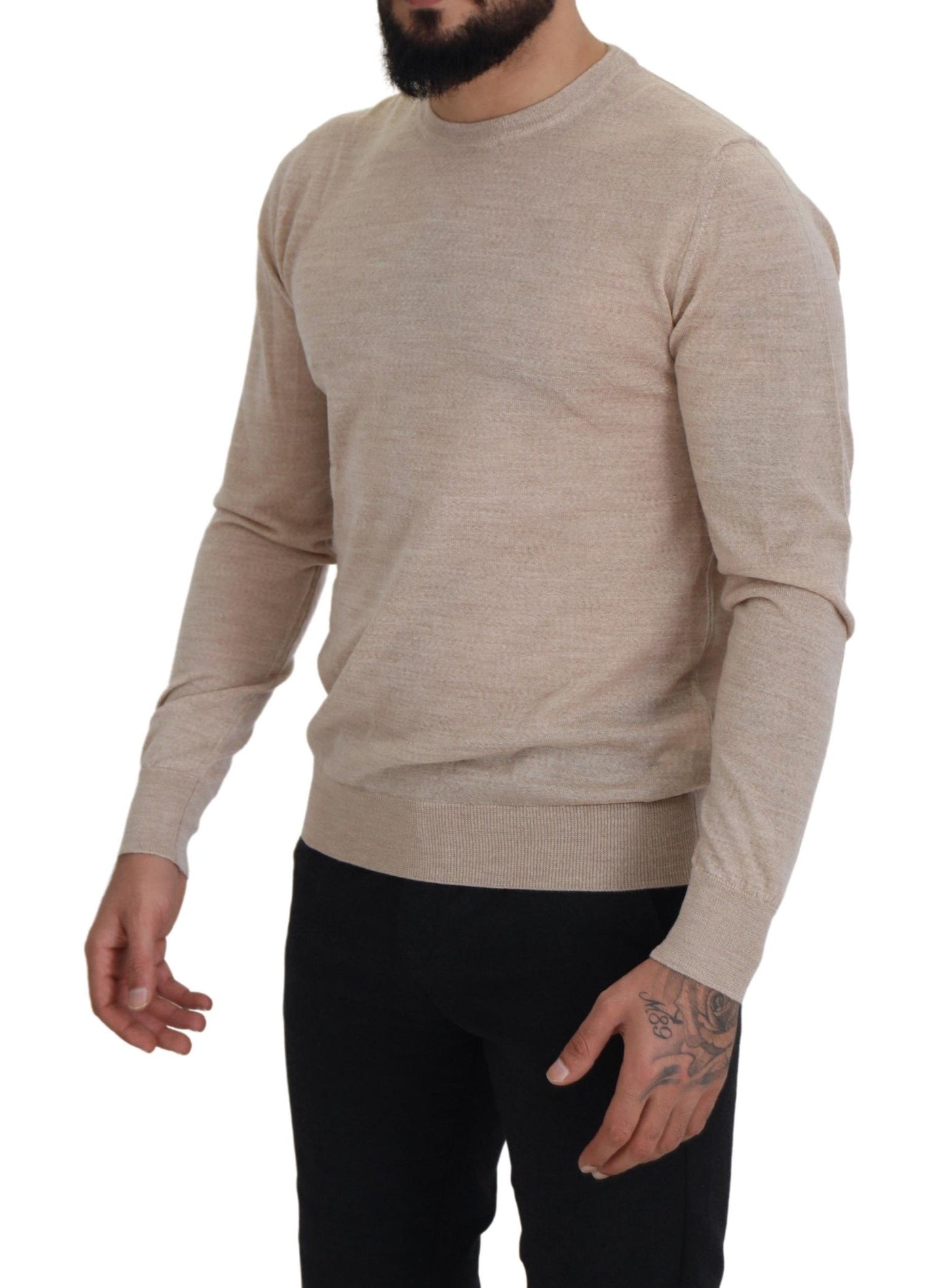 Dolce & Gabbana Elegant Beige Crewneck Wool Sweater