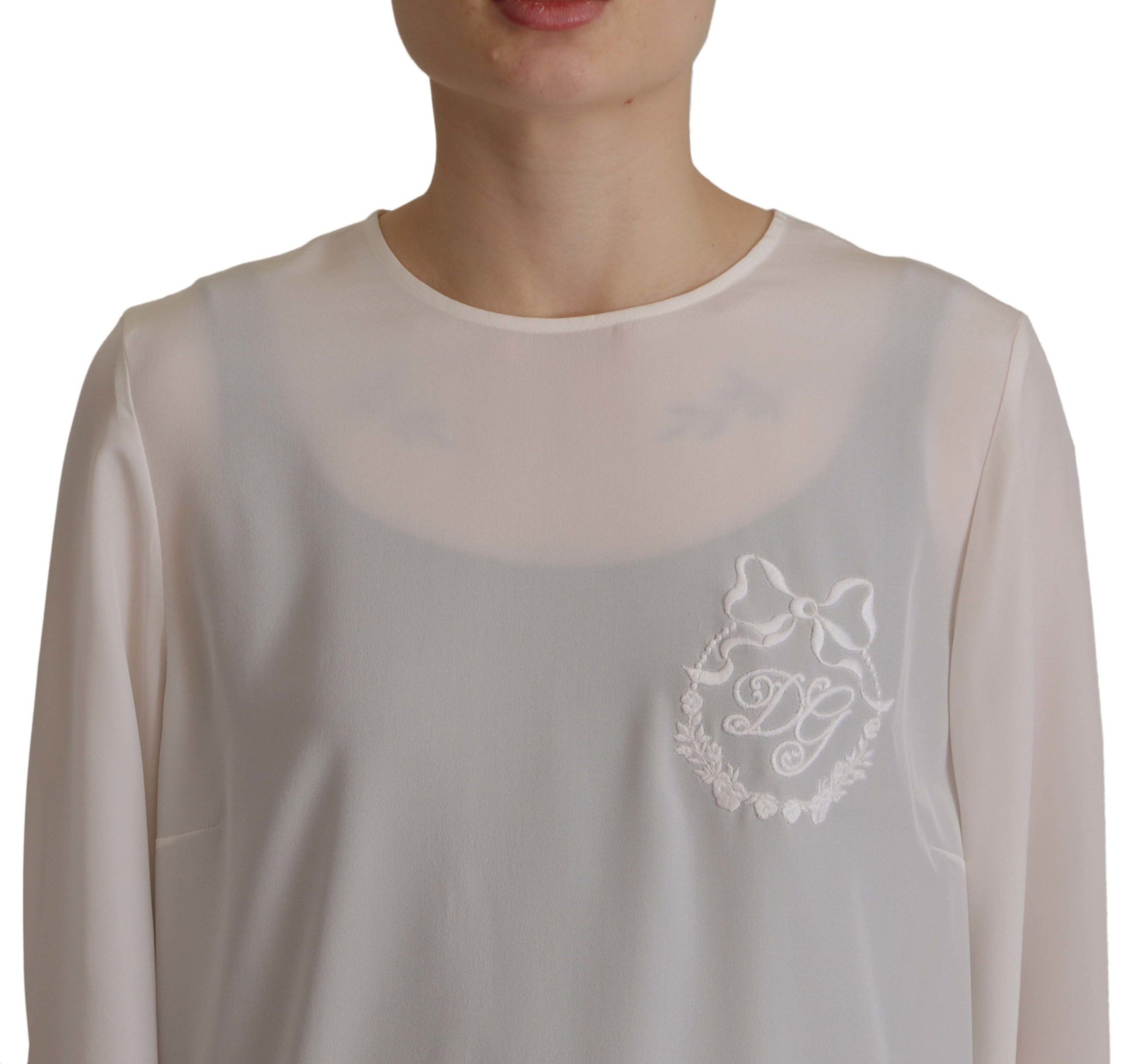 Dolce & Gabbana Elegant Silk Top with Logo Embroidery