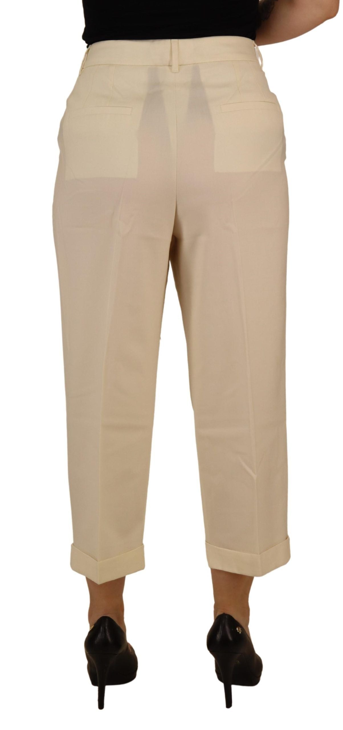 Dolce & Gabbana Elegant Ivory High-Waist Wool Pants