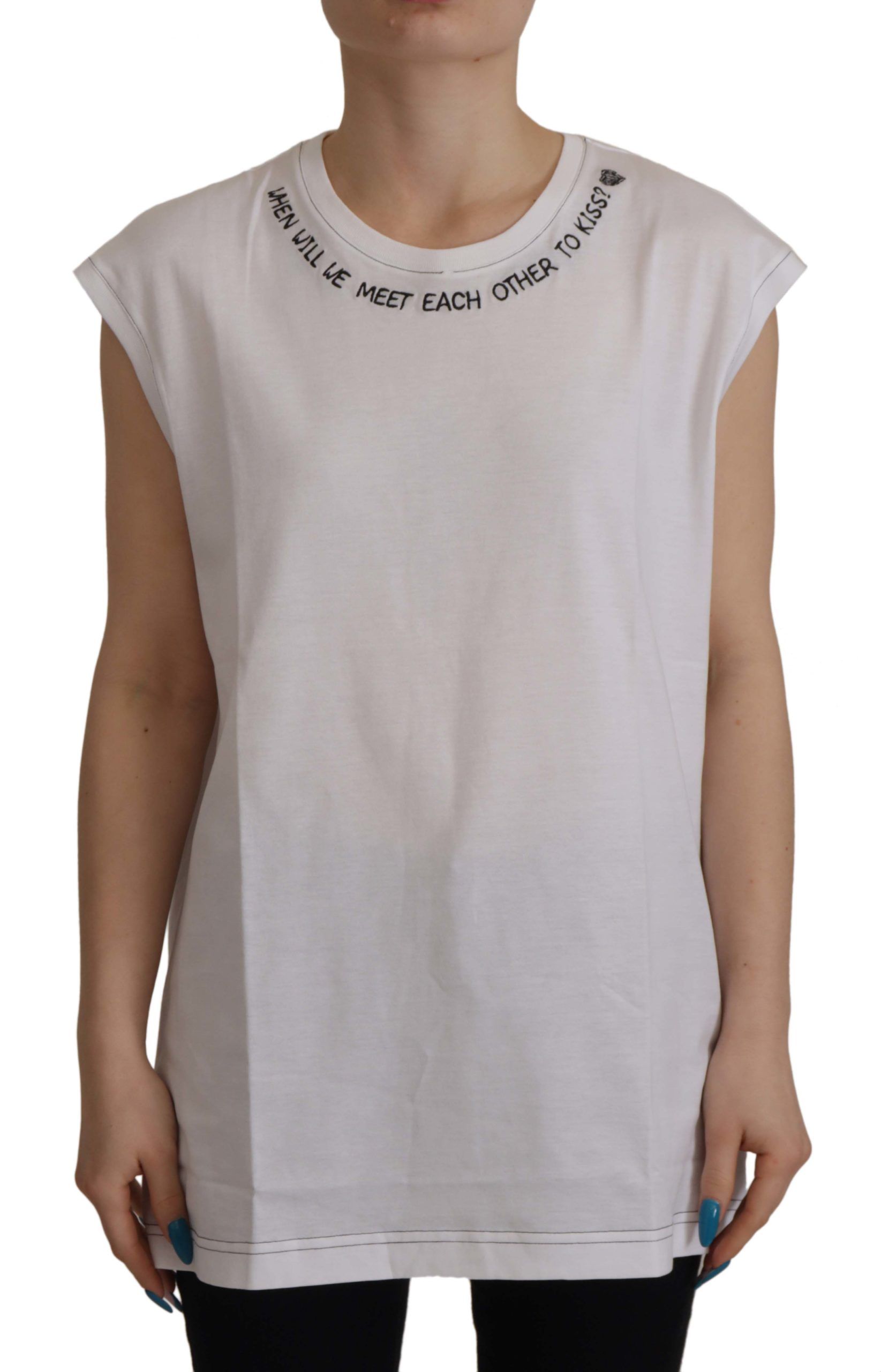 Dolce & Gabbana Elegant White Cotton Sleeveless Top