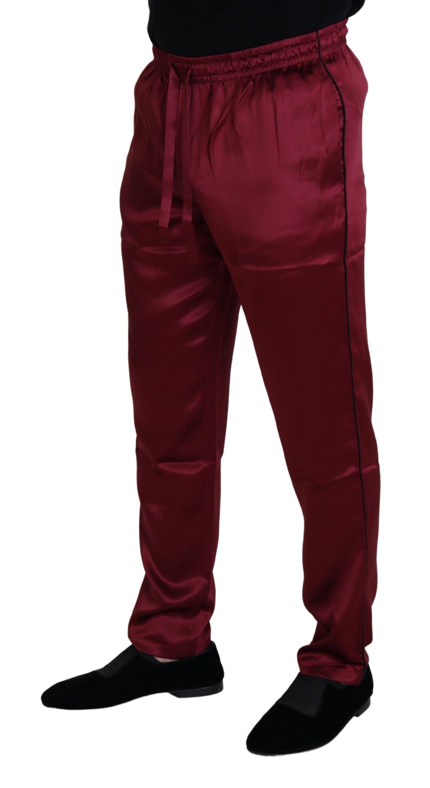 Dolce & Gabbana Silk Lounge Pants in Bordeaux