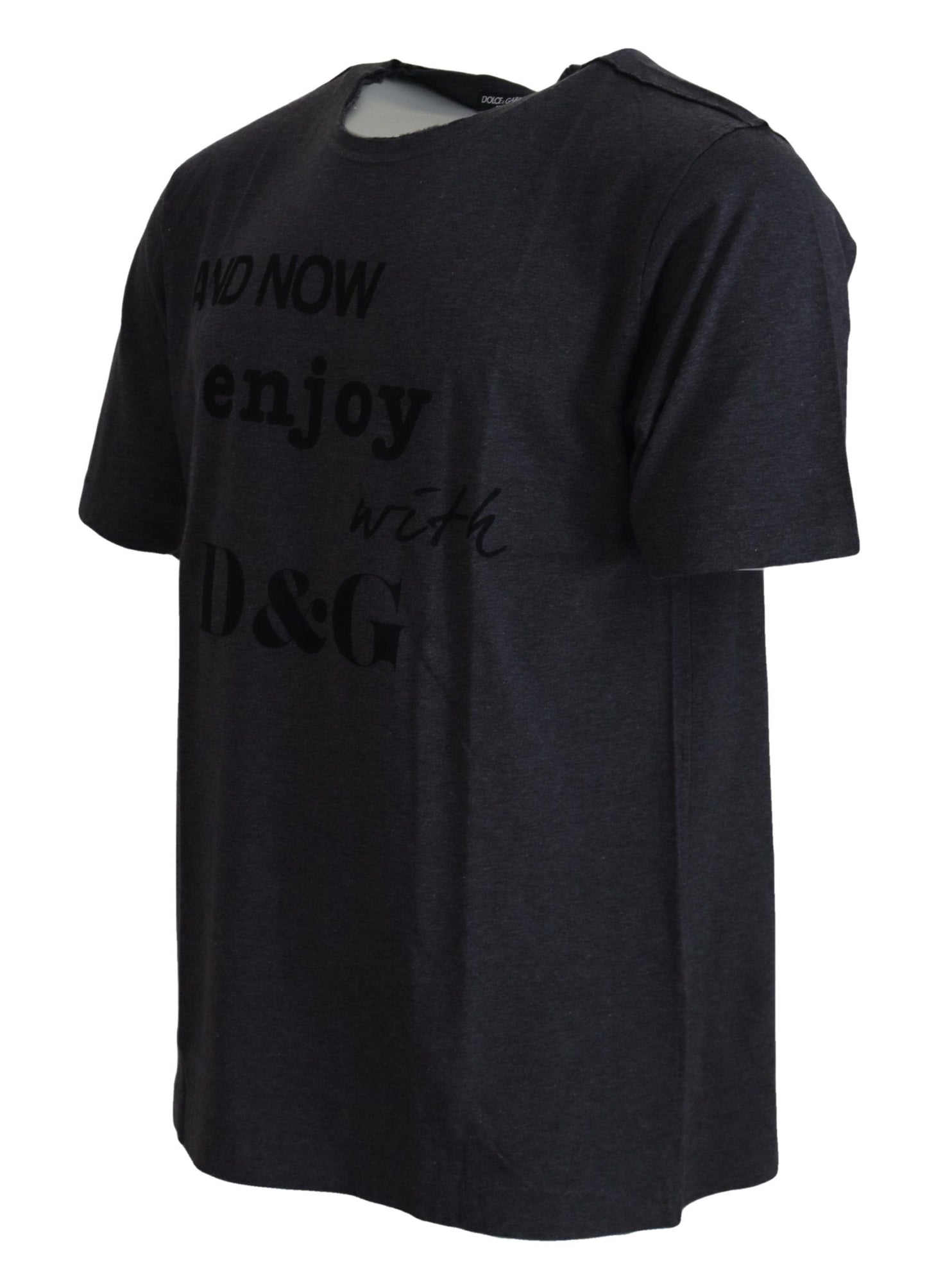 Dolce & Gabbana Elegant Gray Motive Crew Neck T-Shirt