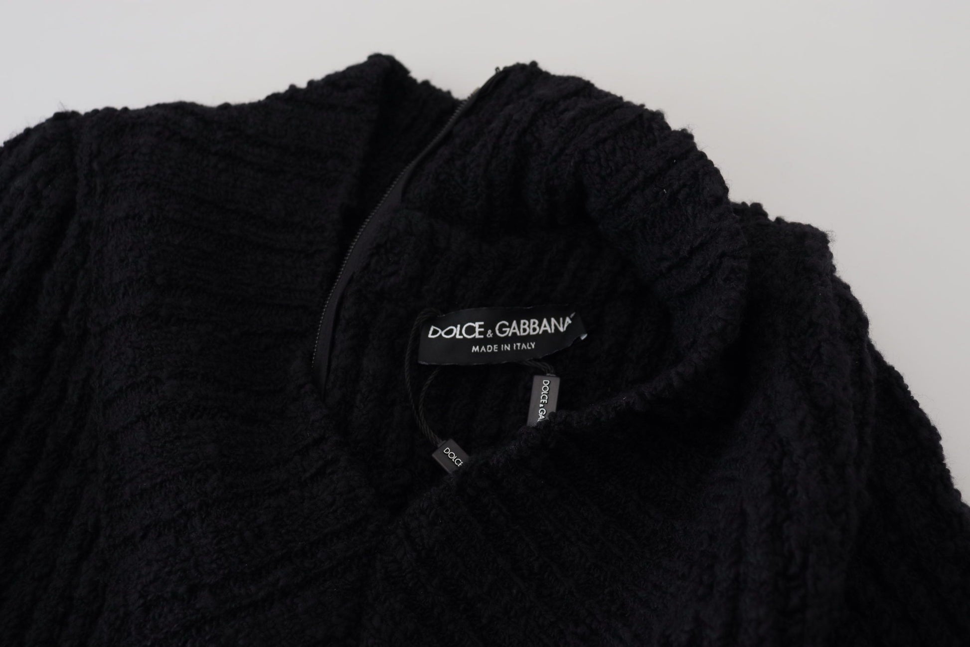 Dolce & Gabbana Elegant Black Wool Blend Sweater Dress