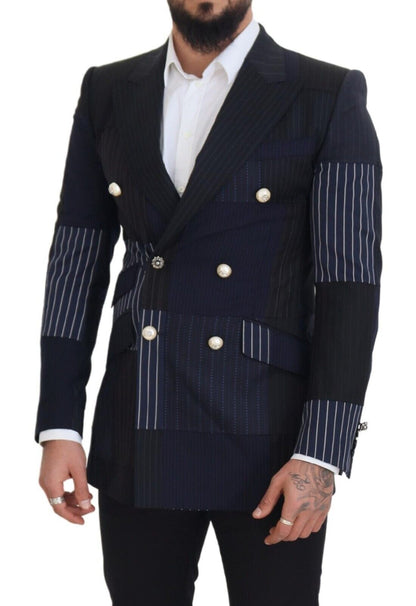 Dolce & Gabbana Elegant Navy Double Breasted Wool Blazer