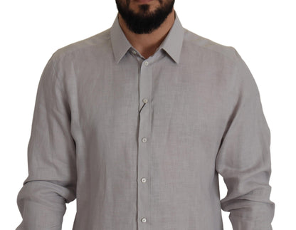 Dolce & Gabbana Elegant Grey Slim Fit Linen Shirt