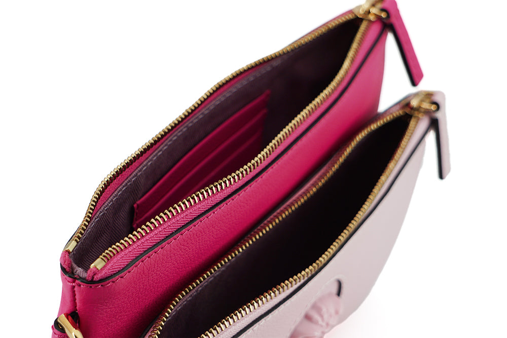 Versace Elegant Pink Leather Pouch Clutch