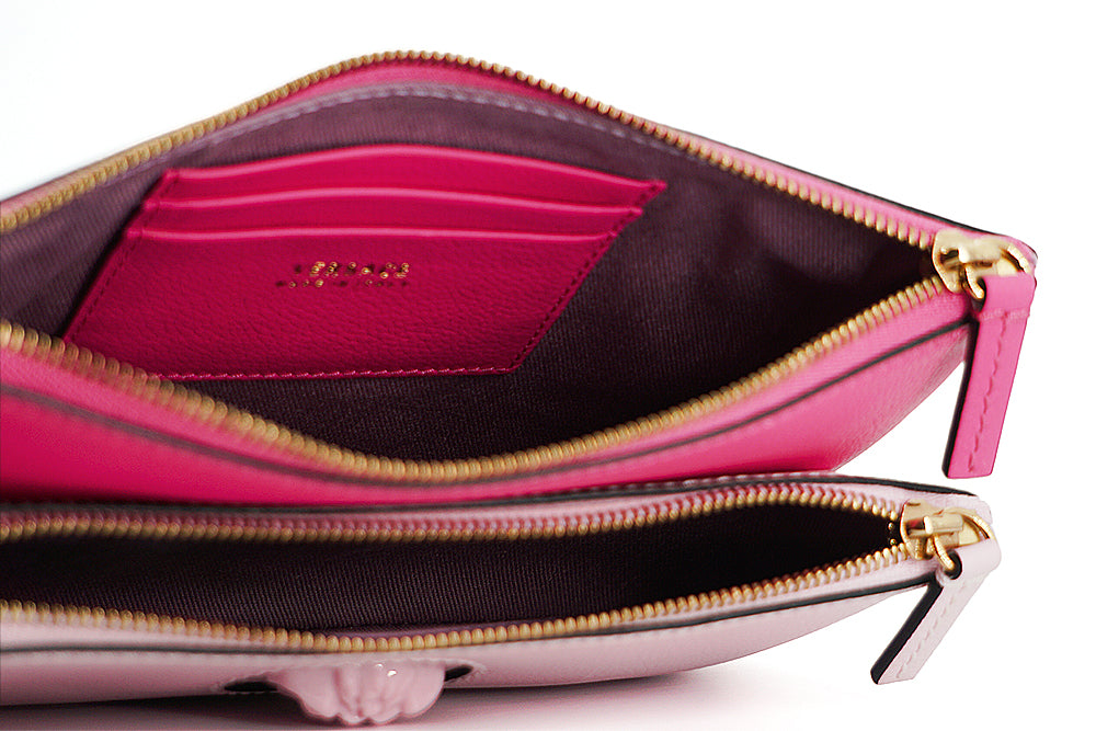 Versace Elegant Pink Leather Pouch Clutch