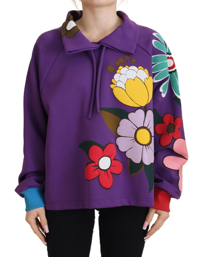 Dolce & Gabbana Elegant Purple Floral Pullover Sweater