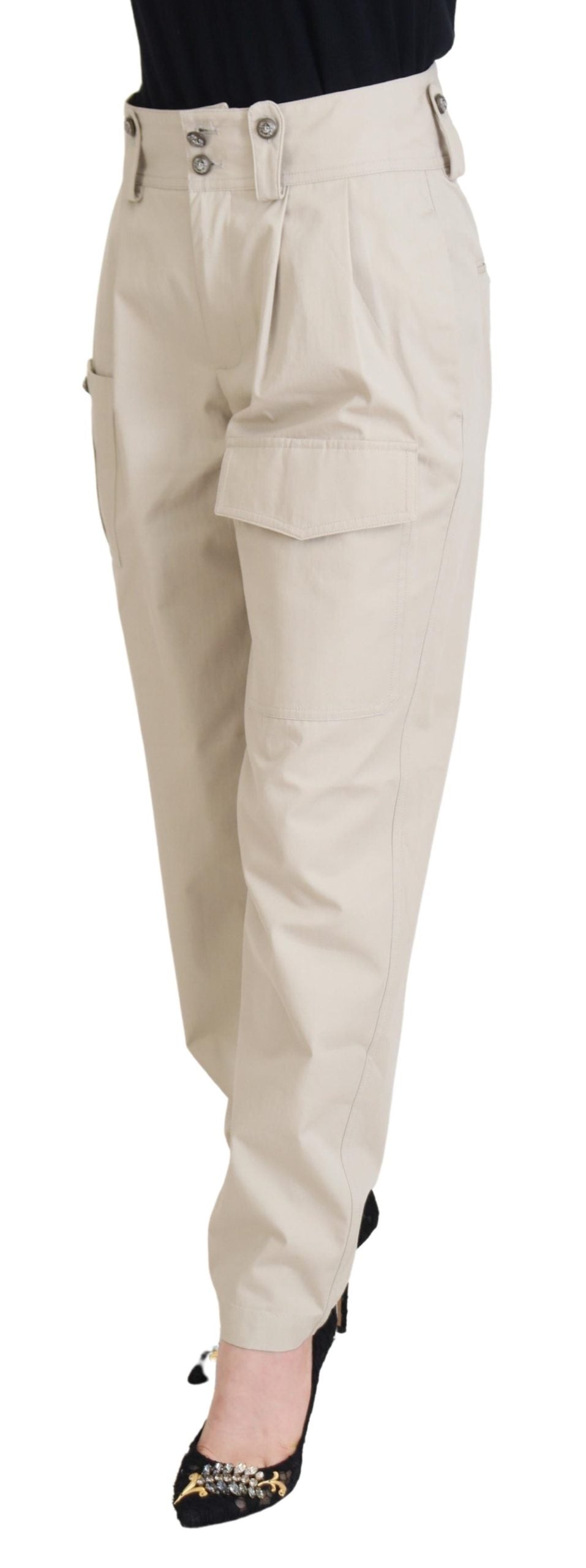 Dolce & Gabbana Chic Beige Cotton Trousers for Elegant Comfort