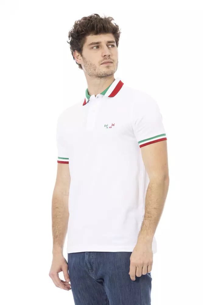 Baldinini Trend White Cotton Men Polo