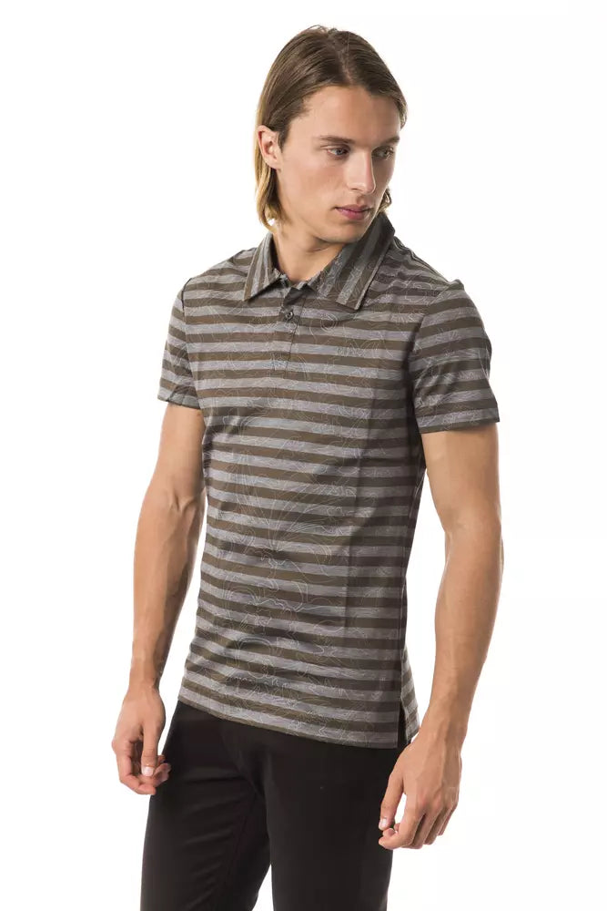 BYBLOS Gray Cotton Men Polo Shirt