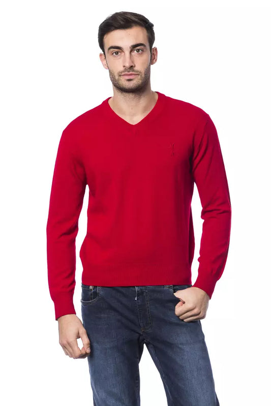 Billionaire Italian Couture Red Merino Wool Men Sweater