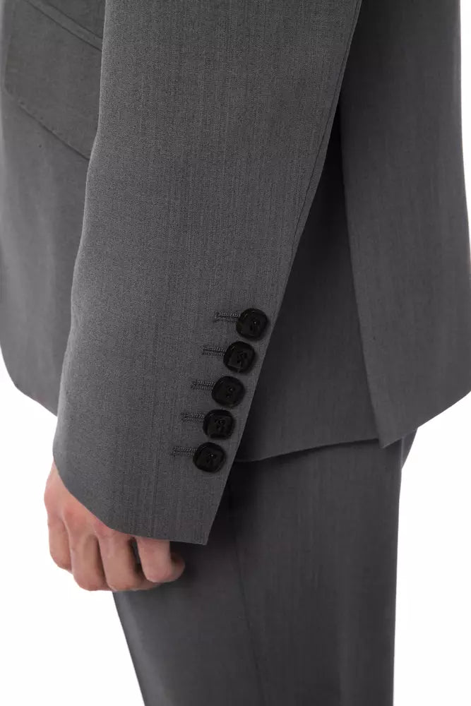 Billionaire Italian Couture Gray Wool Men Suit