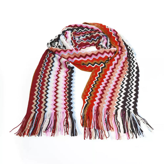 Missoni Geometric Pattern Fringed Scarf in Vibrant Tones