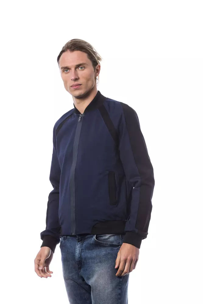 Verri Blue Viscose Men Bomber Jacket