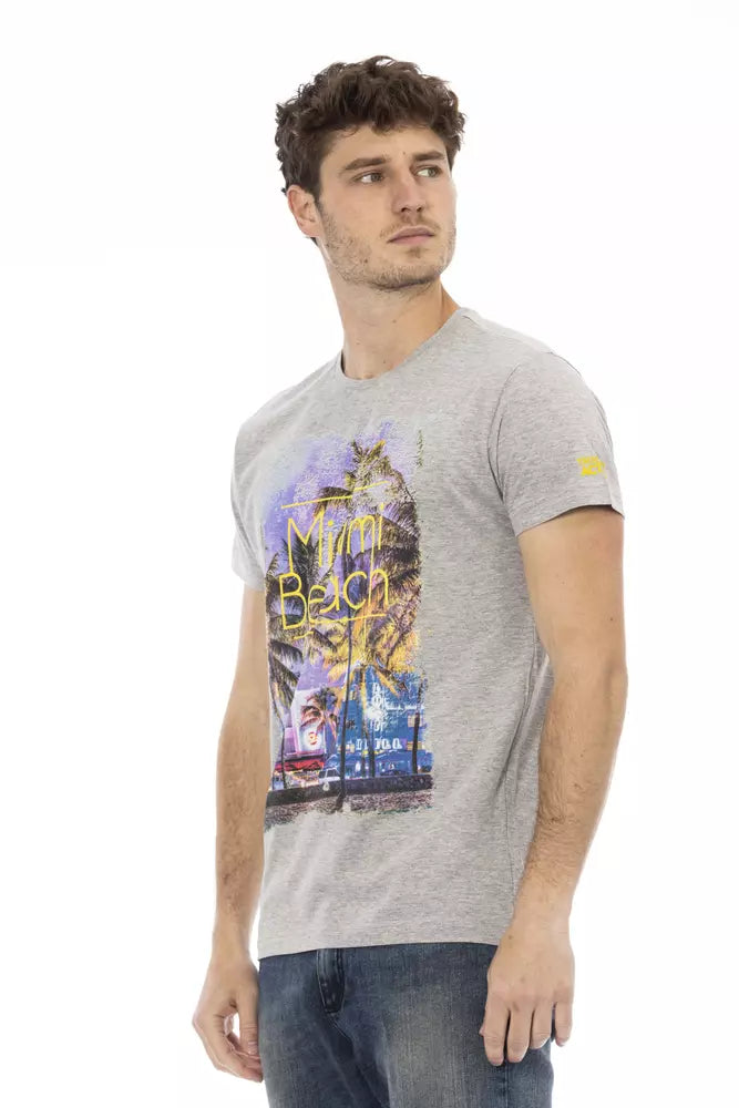 Trussardi Action Gray Cotton Men Short Sleeve T-Shirt