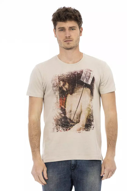 Trussardi Action Beige Cotton Men T-Shirt