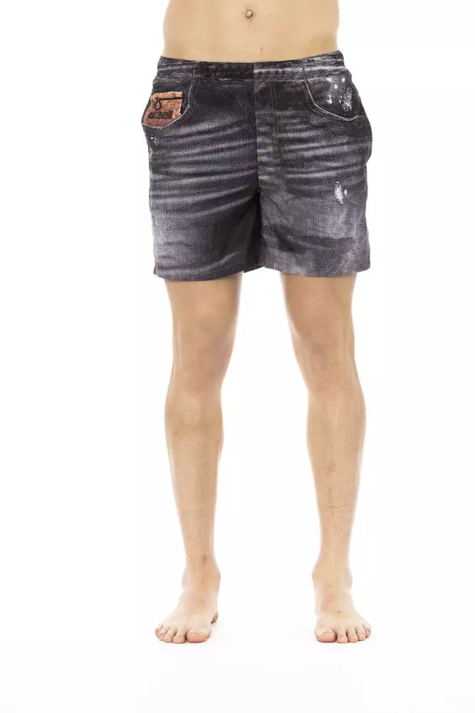 Just Cavalli Black Polyester Men Swim Short