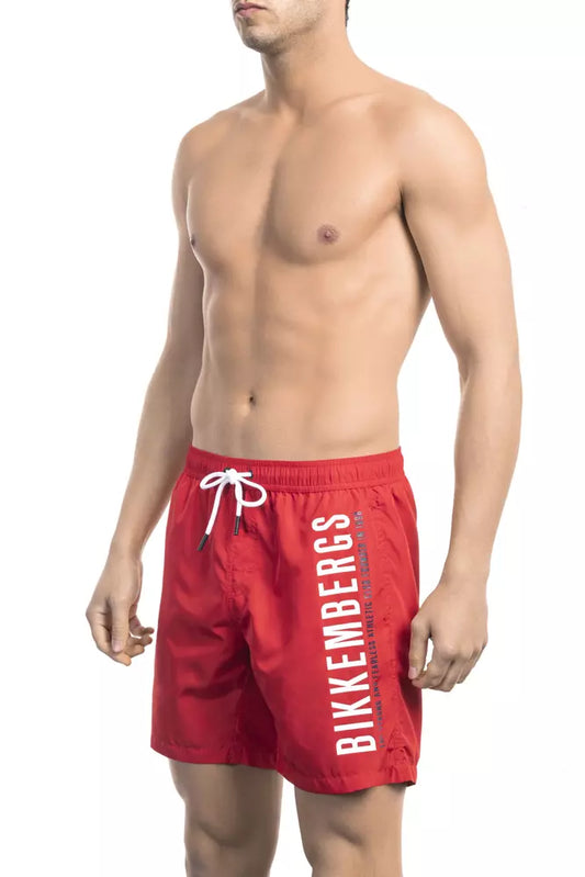 Bikkembergs Red Polyester Men Swim Short