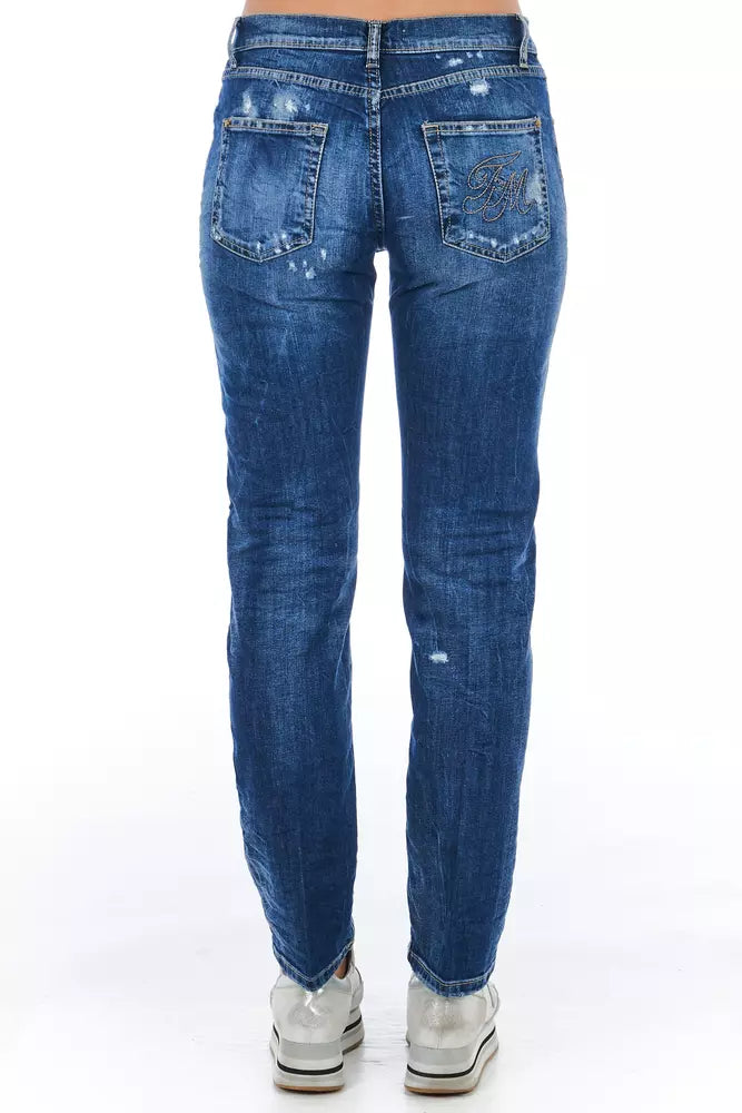 Frankie Morello Blue Cotton Women Jeans